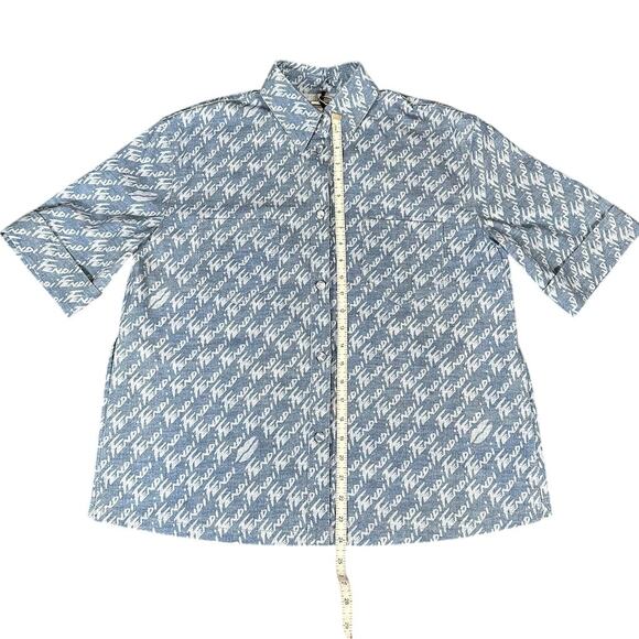 Fendi Denim Short Sleeve Button Up Shirt Blue Size 40 NWT - Picture 5 of 8